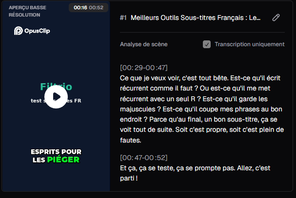 Capture OpusClip affichant « ESPRITS POUR LES PIÉGER »